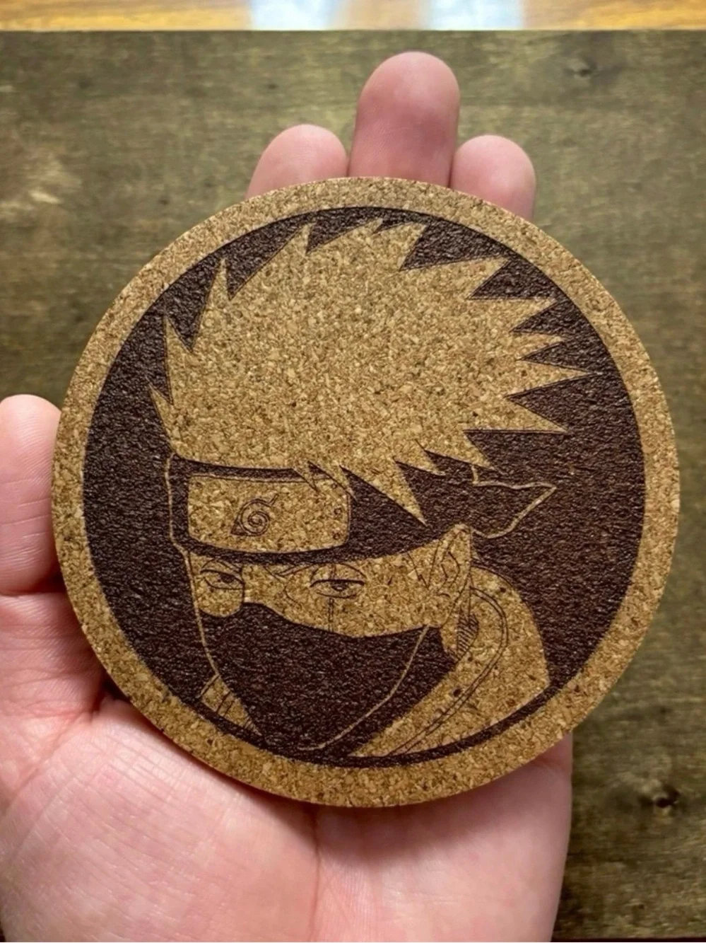 Naruto Kakashi Laser Engraved Cork Coaster #4